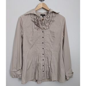 Vex Collection Pleated and Ruffled Button Down Top